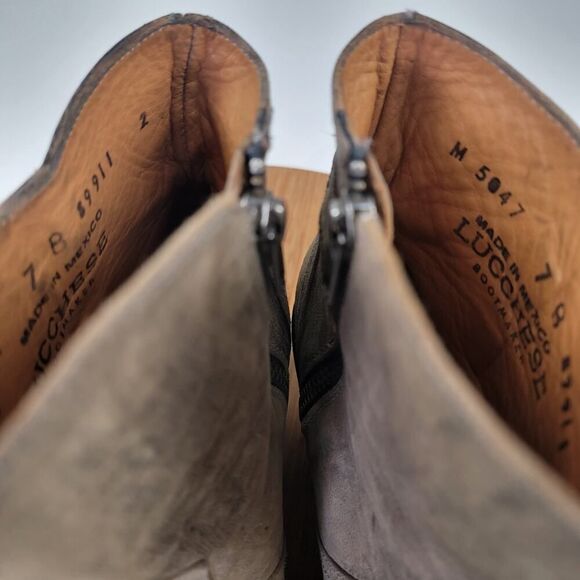 Lucchese Catalina Distessed Brown Leather Booties US 7 B Buckle Western Zip Up - Picture 14 of 14
